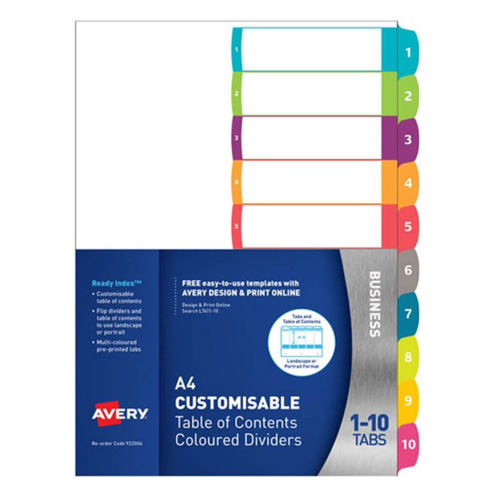 Avery Captable Ready Index Dividers (A4)