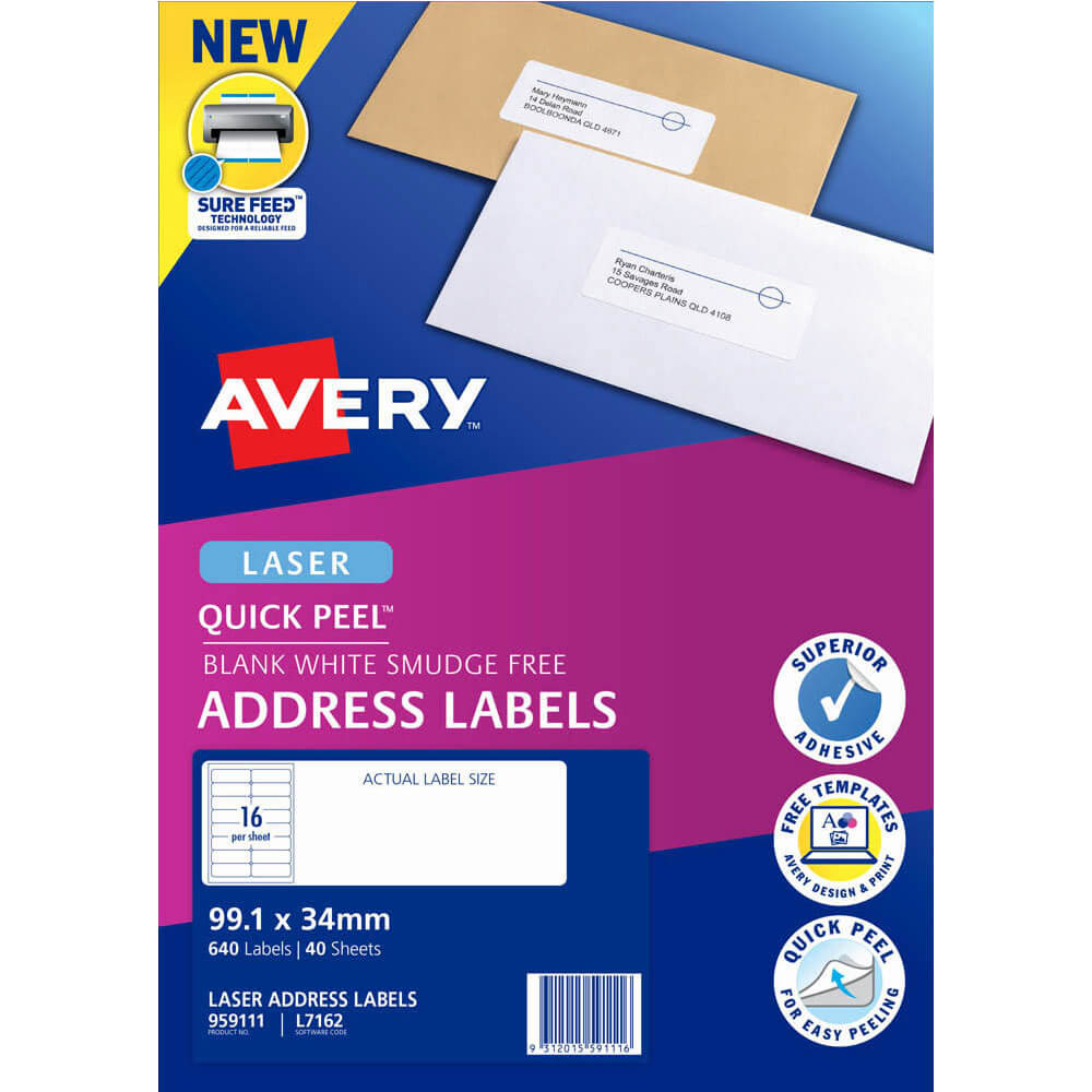 Avery Laser Quick Peel -adressetiketter