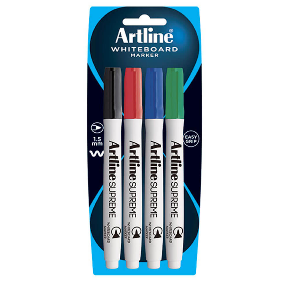 Artline Supreme Bullet Whiteboard Markers 4pk (Assorted)